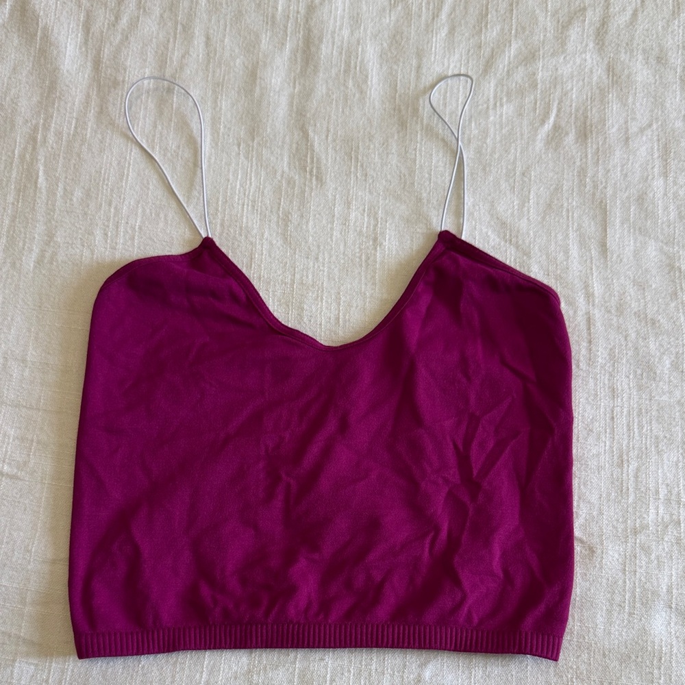 Free People Magenta Spaghetti Strap Crop Tank